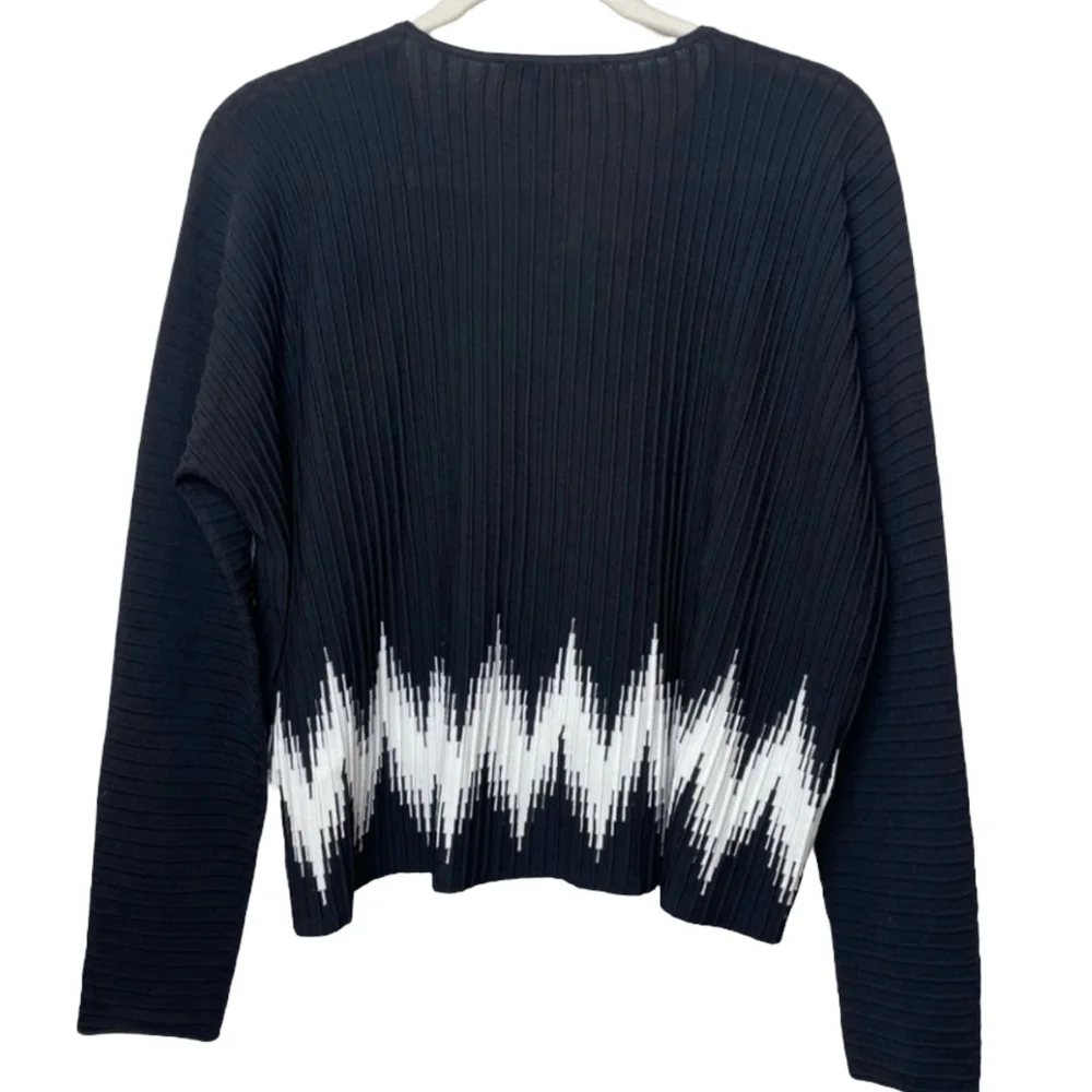 Maje Black Sweater Martha Zigzag Keyhole Size Medium